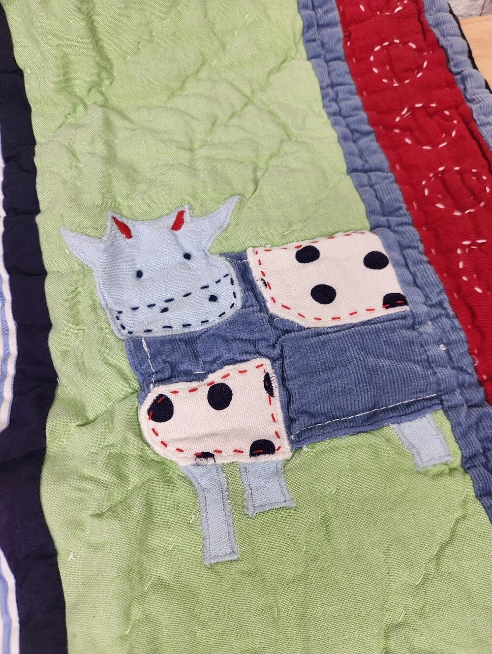 Pottery Barn Kids Farmpatch Crib/ Toddler Quilt 50x36 NOS Farm Yard Animals